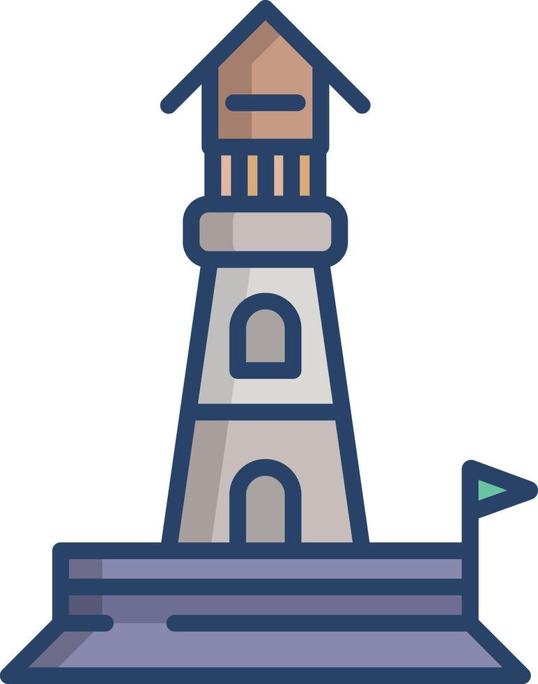 Light House linear color illustration vector