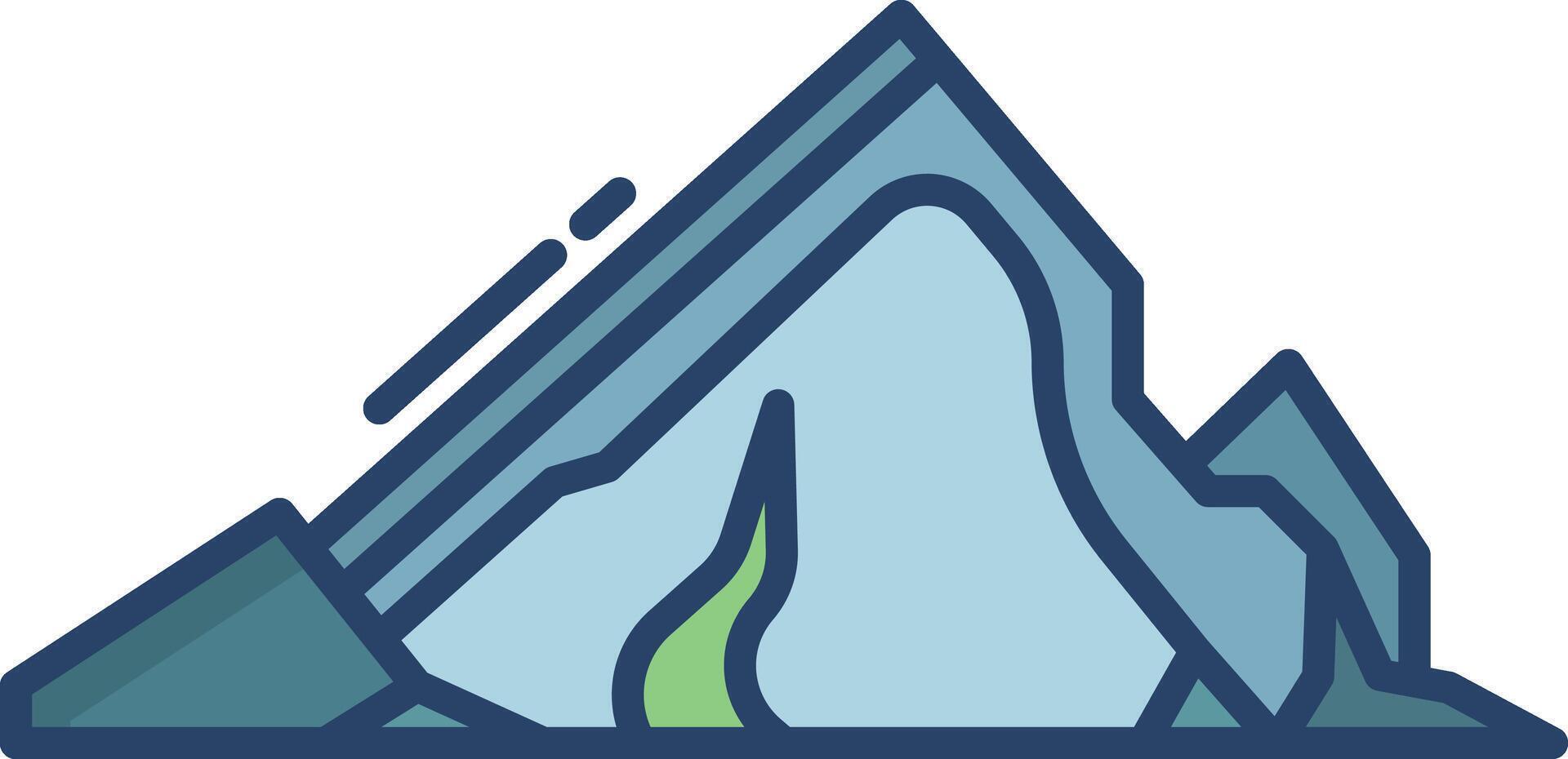 ice peak mountain linear color illustration vector