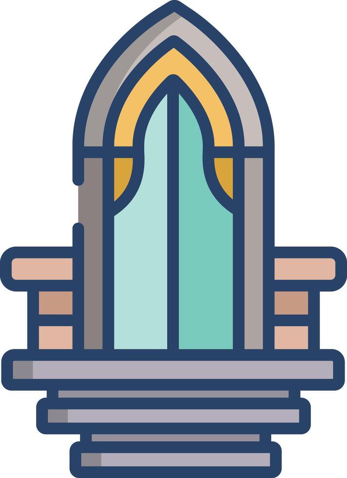 Temple door linear color illustration vector