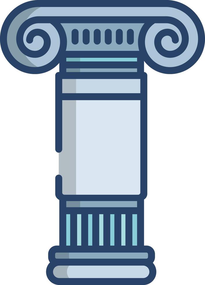 Ionic pillar linear color illustration vector