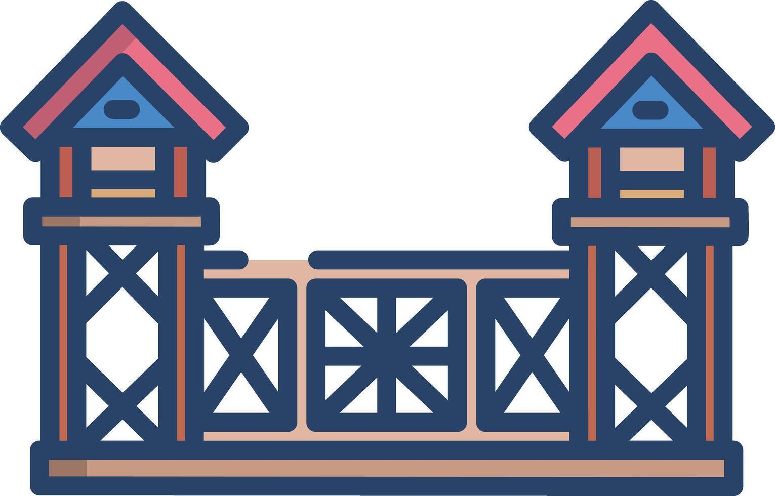 Watch tower wall linear color illustration vector
