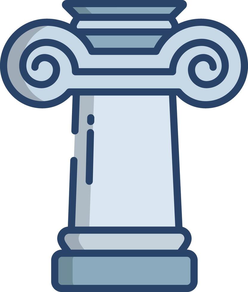Ionic greek pillar linear color illustration vector