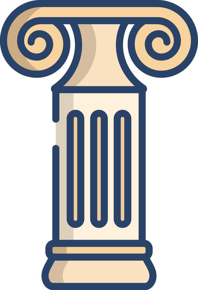 Ionic pillar linear color illustration vector