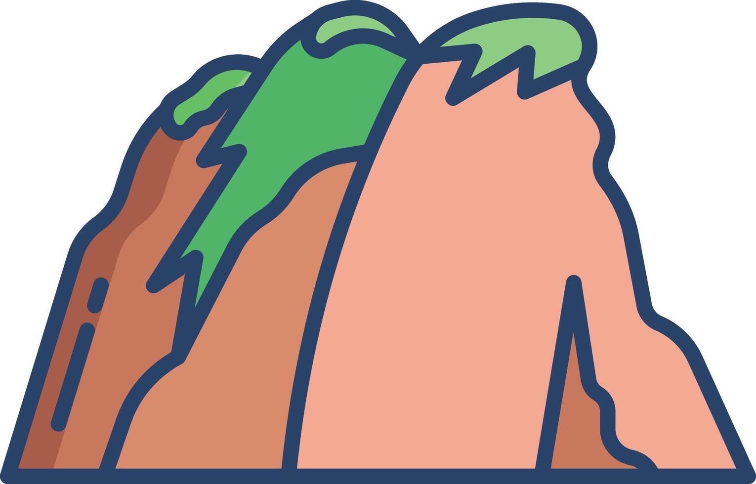 cliff mountain linear color illustration vector