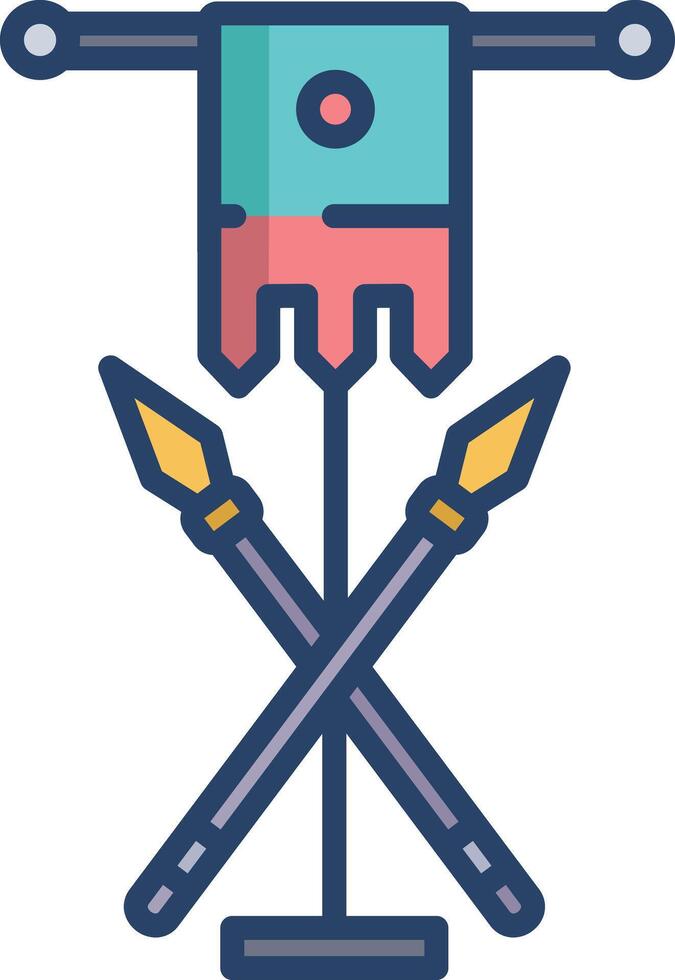 Spear and flag linear color illustration vector