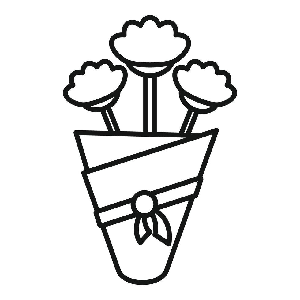 Bouquet of flowers wrapped in paper vector