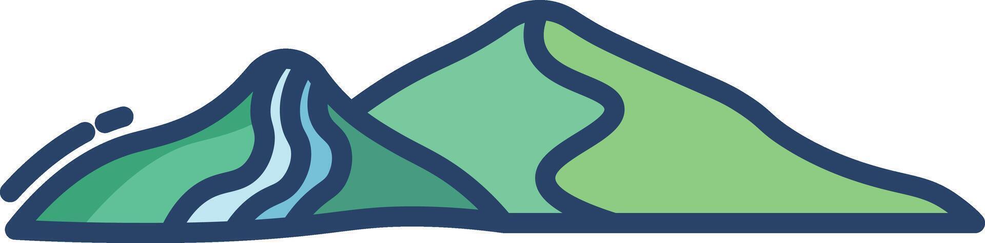 green hill linear color illustration vector