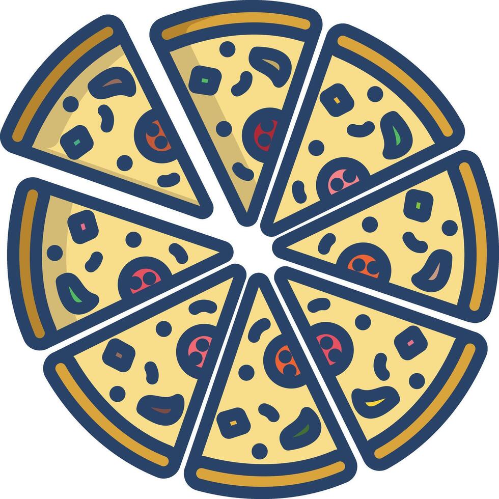 Pizza linear color illustration vector
