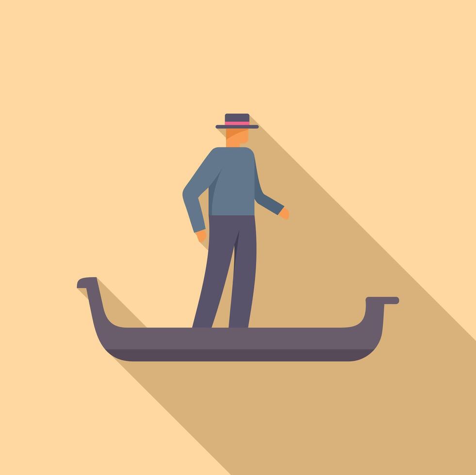 Gondolier standing on gondola in venice italy icon vector
