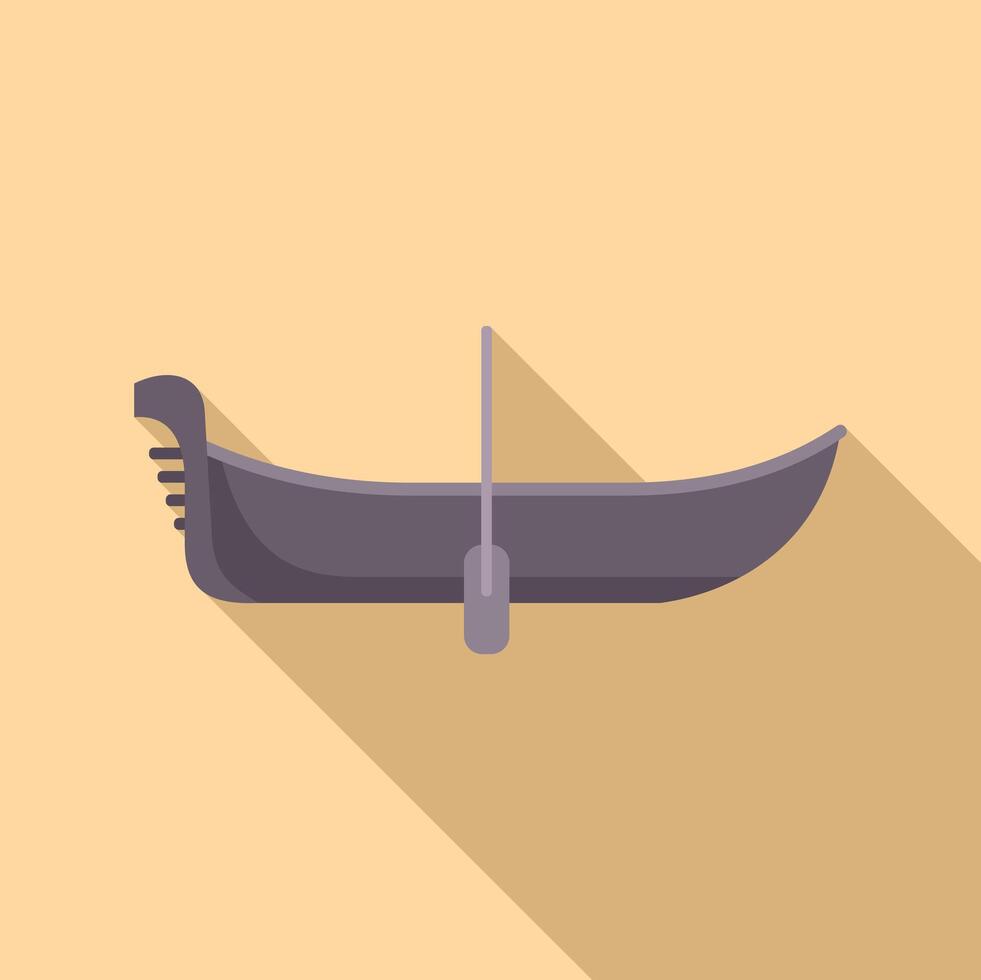 Classic venetian gondola with long shadow vector