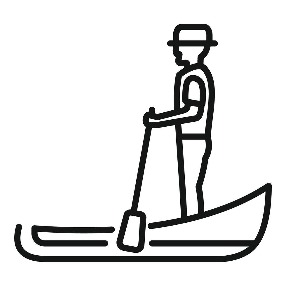Gondolier navigating venetian canal icon vector