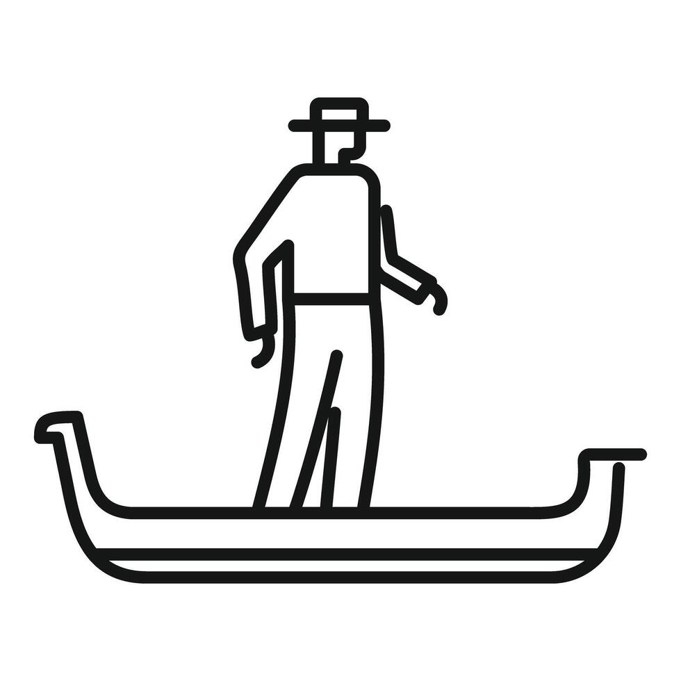 Venetian gondolier standing on gondola icon vector