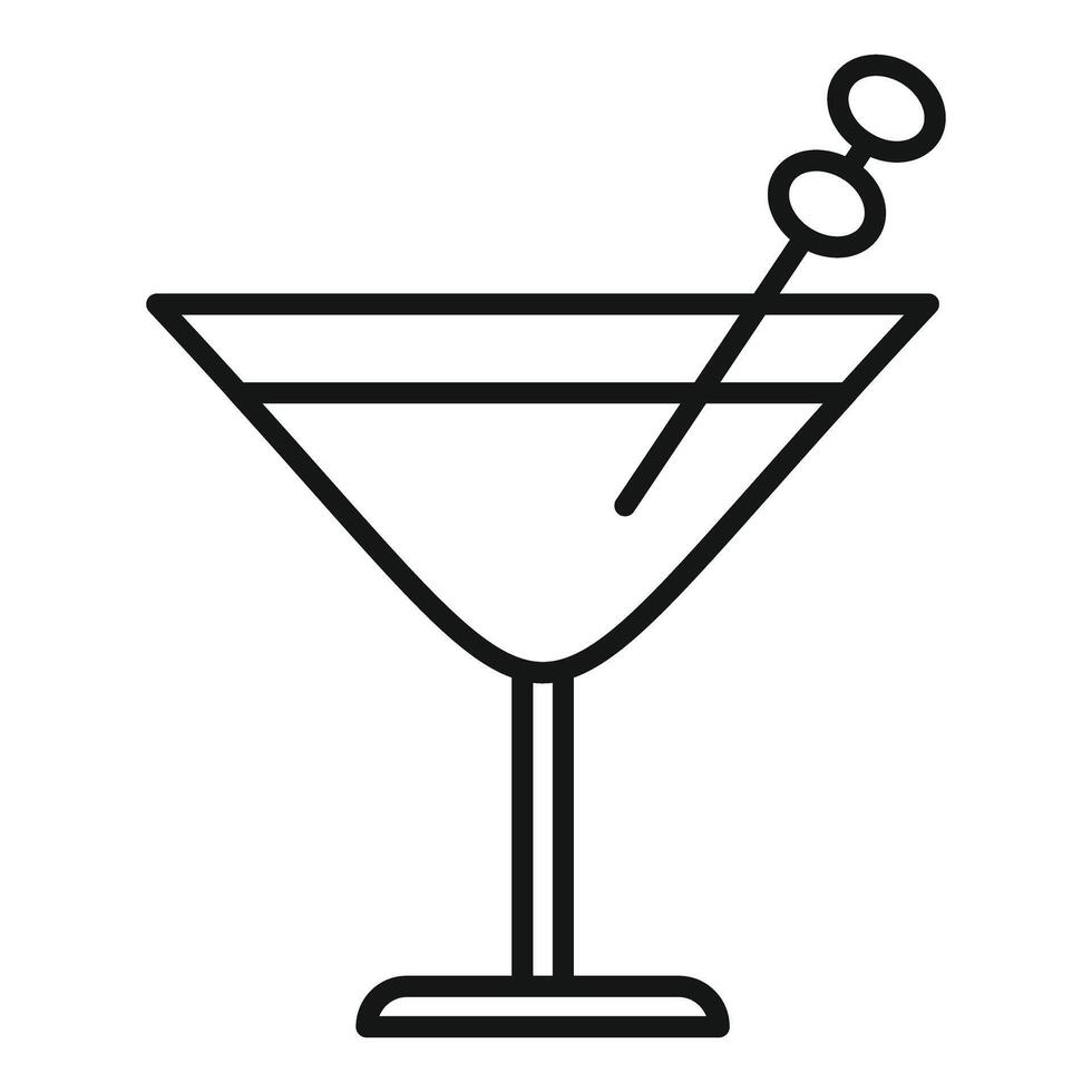 Minimalist martini glass with garnish icon vector