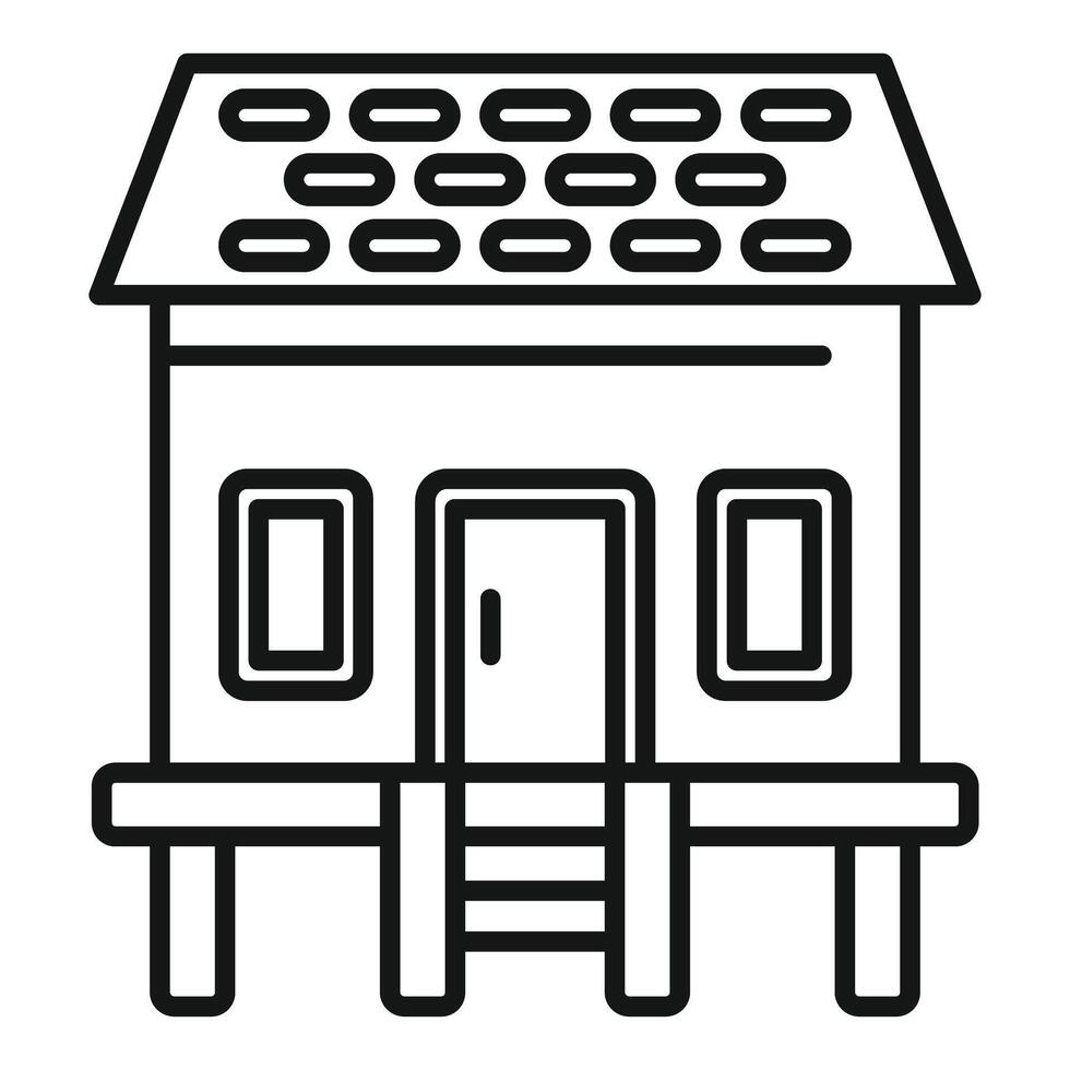Simple stilt house line art icon vector