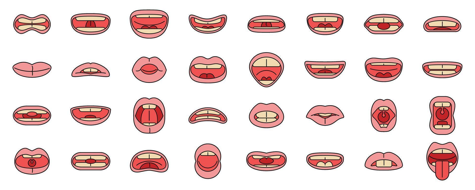 Articulation icons set color line vector