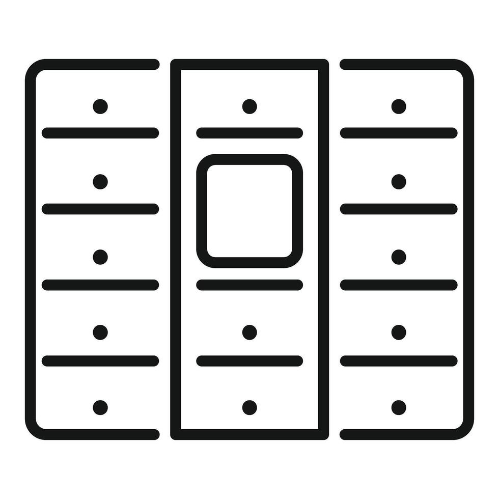 Storage lockers with one open door vector