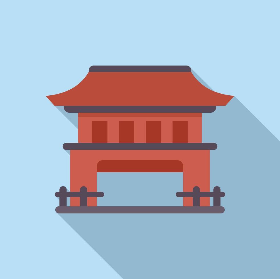 Flat design of a classic asian pagoda with a red roof, suitable for cultural themes vector