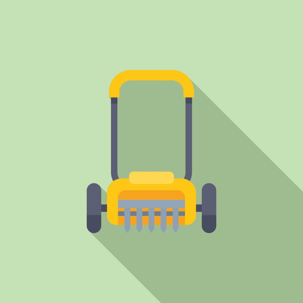 Flat design illustration of a hand push lawn mower vector