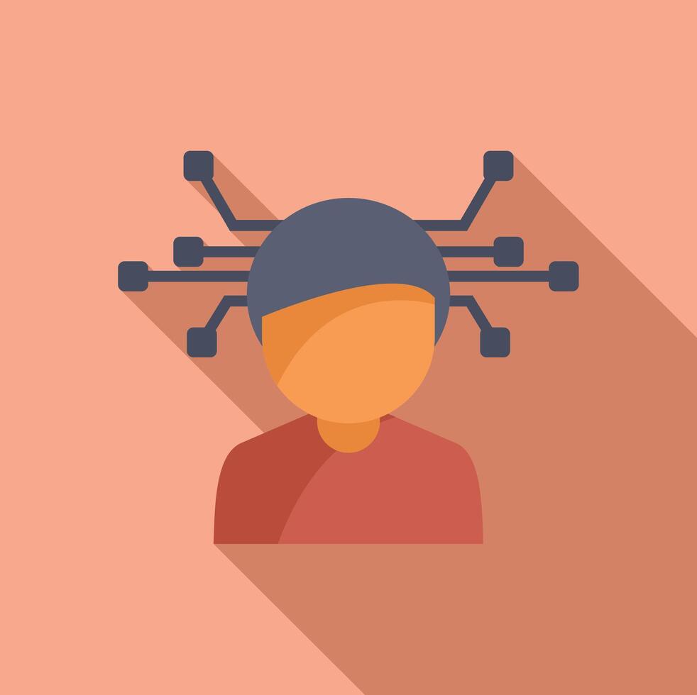 Flat design icon showcasing a person using a vr headset on a pastel background vector