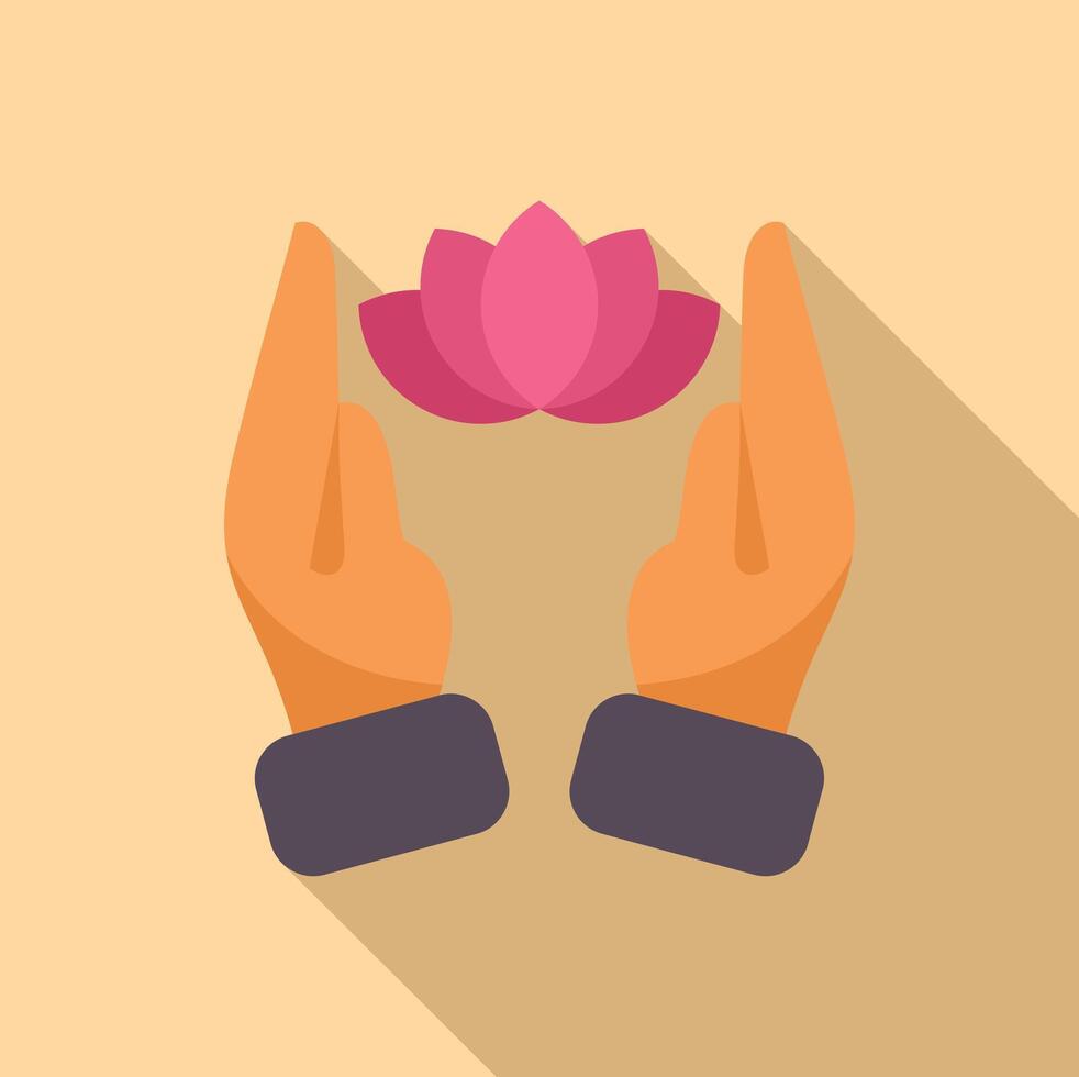 Zen concept, hands protecting a lotus flower vector
