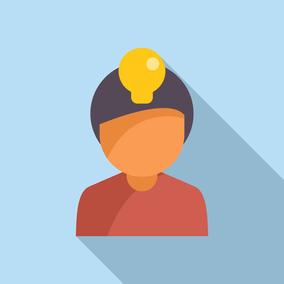 Idea concept with light bulb icon above person vector