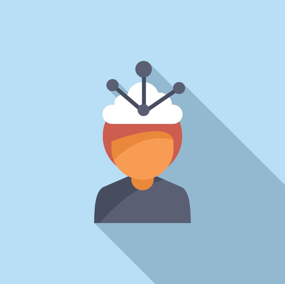 Flat design icon of a person with a lightbulb crown representing idea generation and innovation vector