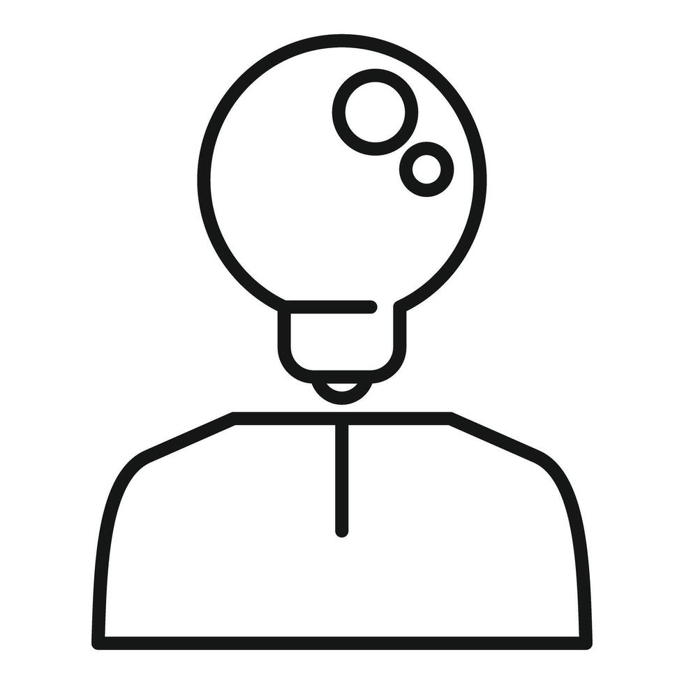 Person with light bulb head line art concept vector