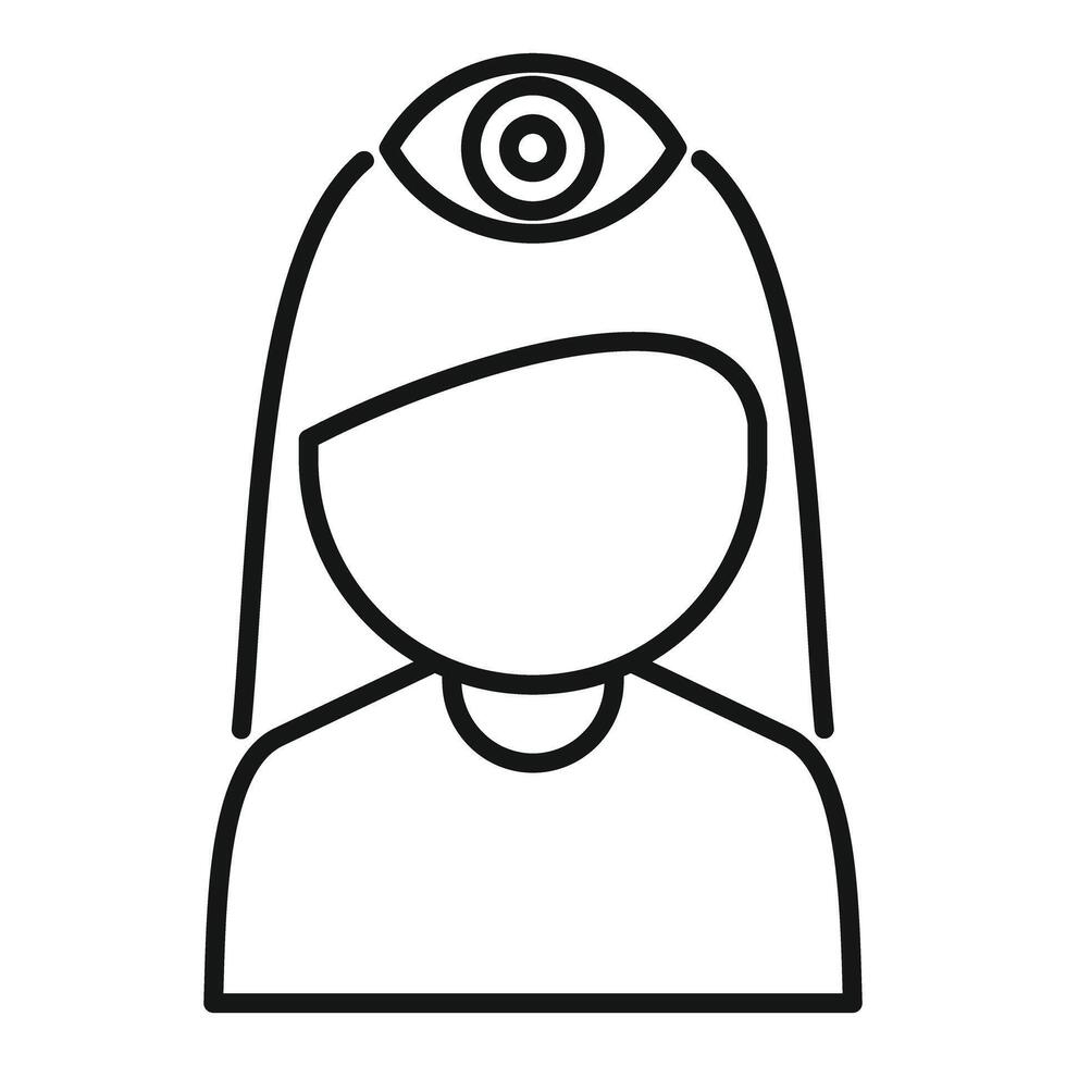 Woman with third eye line icon vector