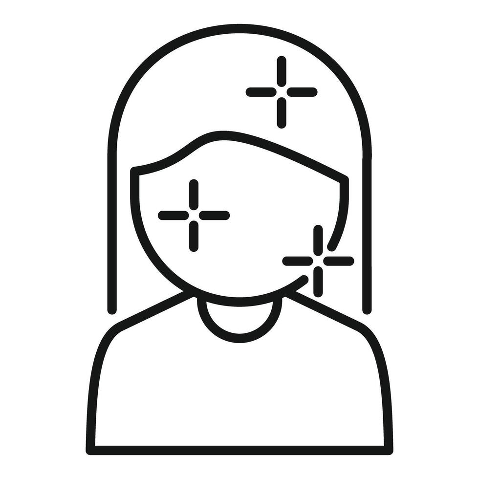 Woman with sparkling clean face line icon vector