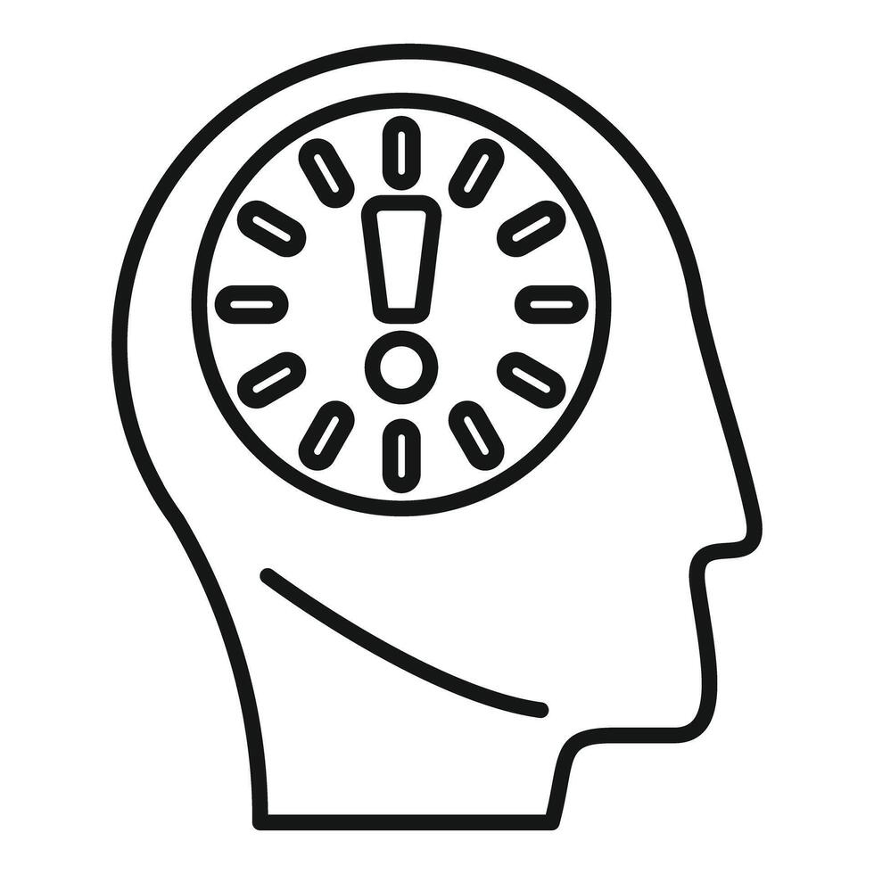 Light bulb in head outline concept icon vector
