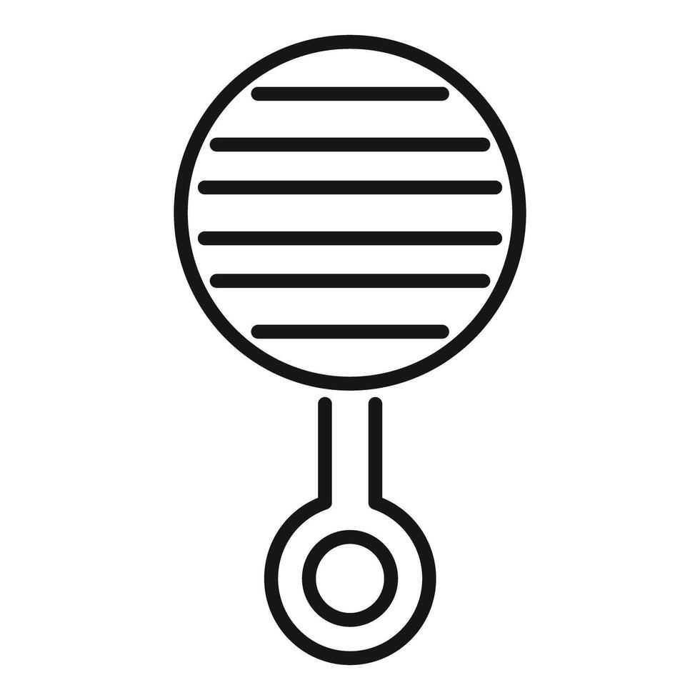 Black and white line art of a hand mirror vector