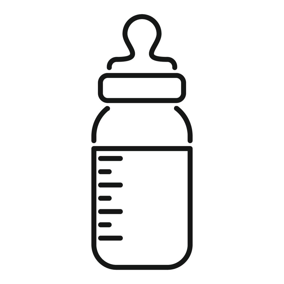 Simple line icon of a baby feeding bottle with measurements vector