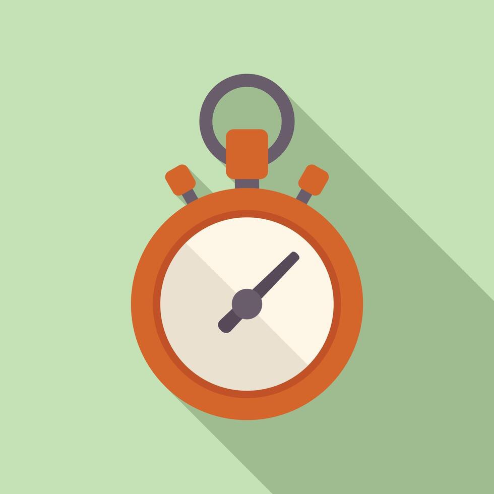 Flat design icon of a classic stopwatch on a green pastel background vector