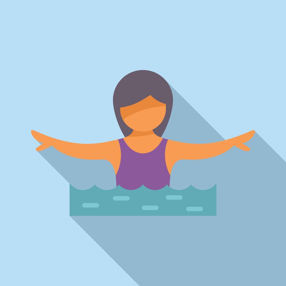 Woman practicing water aerobics exercise vector