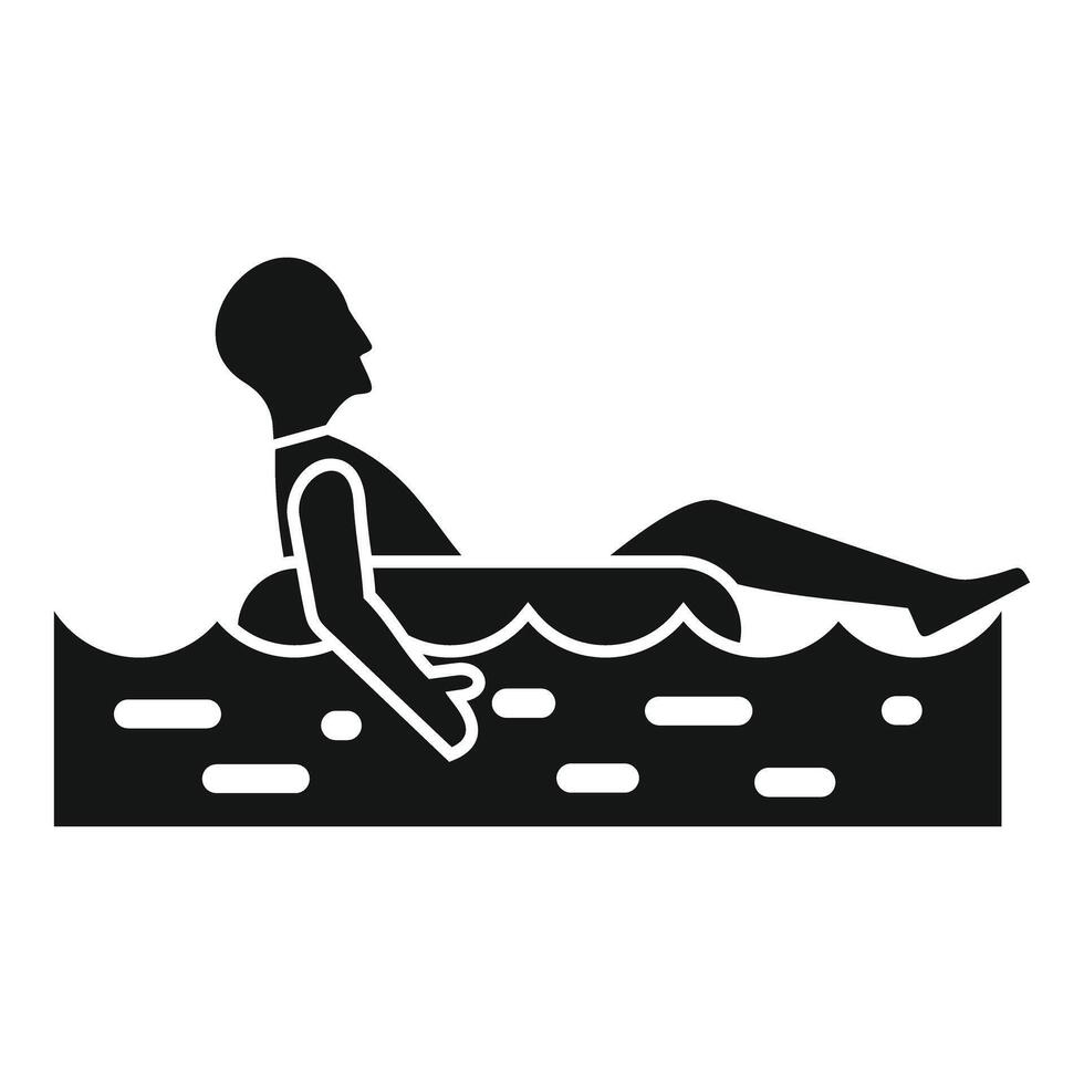 Stylized icon of a person calmly floating in wavy water vector