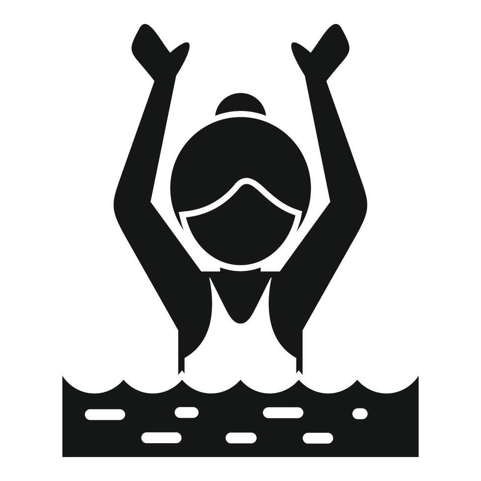 Female swimmer victory pose silhouette vector