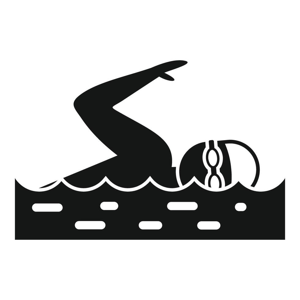 Silhouette of swimmer in action vector