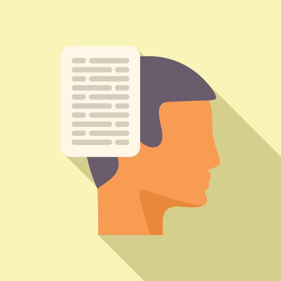 Human head with document icon illustration vector