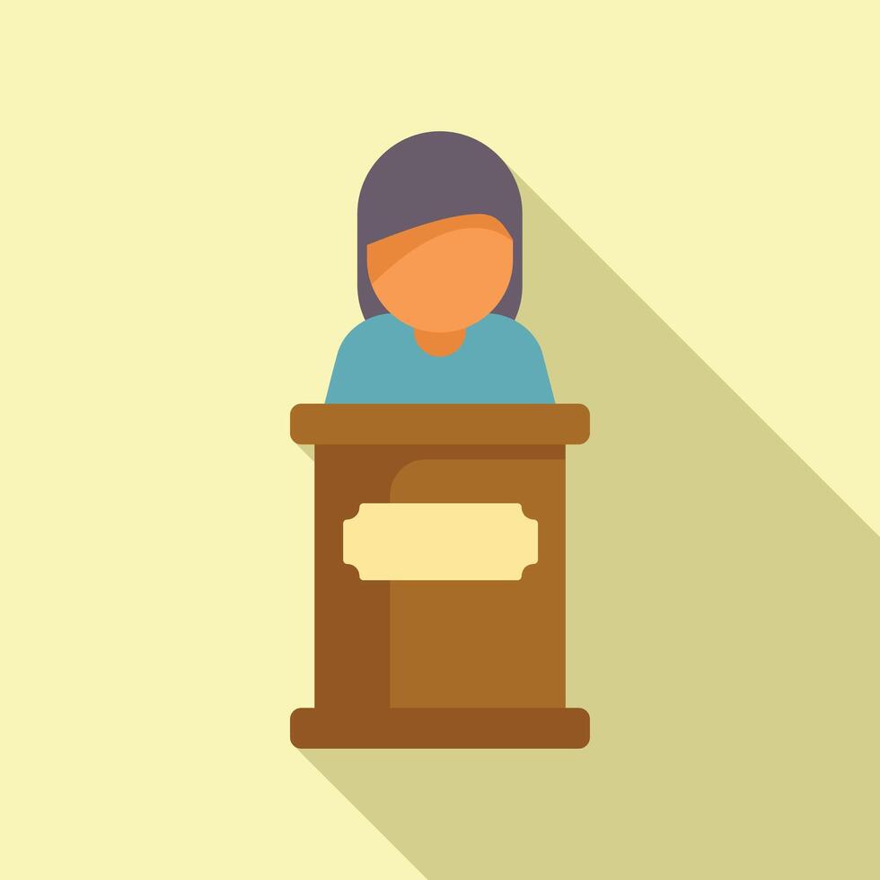 Flat design illustration of speaker at podium vector