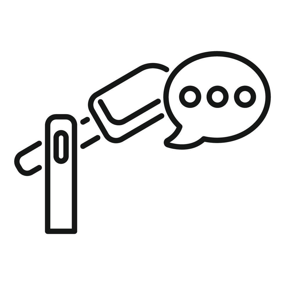 Black and white icon representing a digital voice recorder with speech bubble vector
