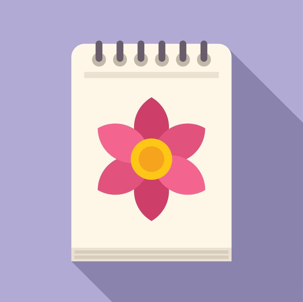 Flat design flower notepad illustration vector