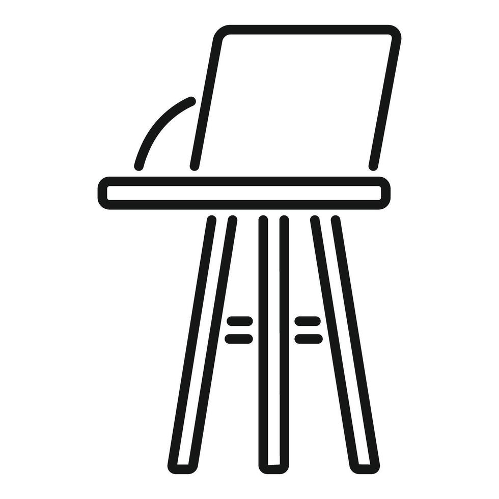 Black line art illustration of an easel vector