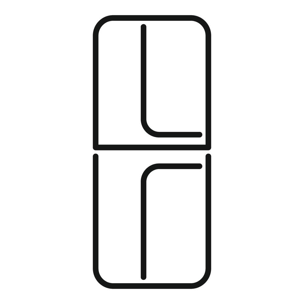 Black line art illustration of a classic refrigerator vector