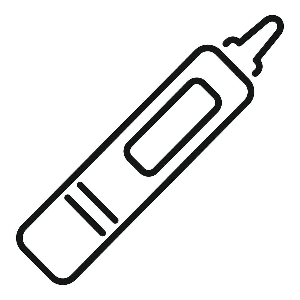 Simple black line illustration of a digital thermometer, isolated on a white background vector
