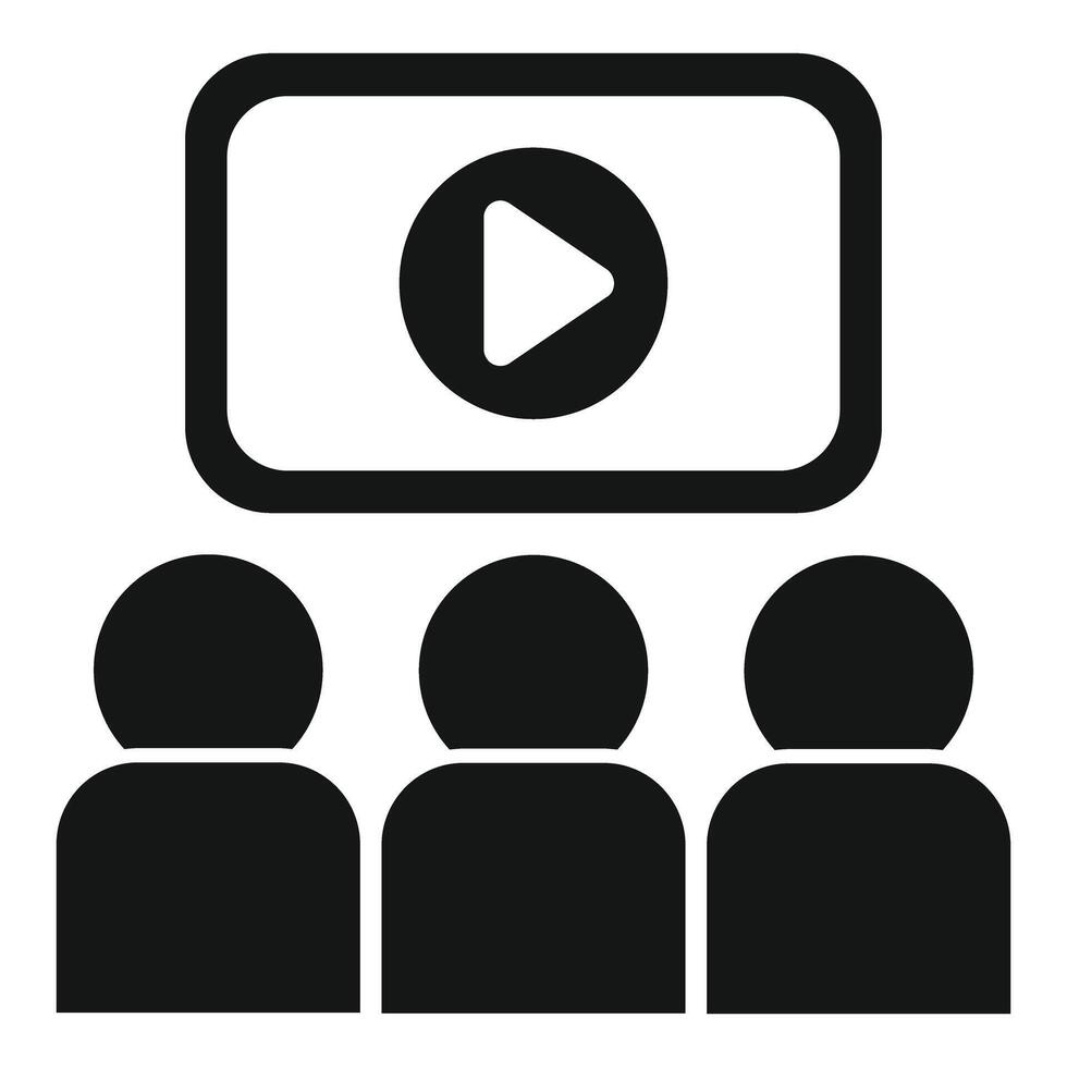 Group watching content on screen icon vector