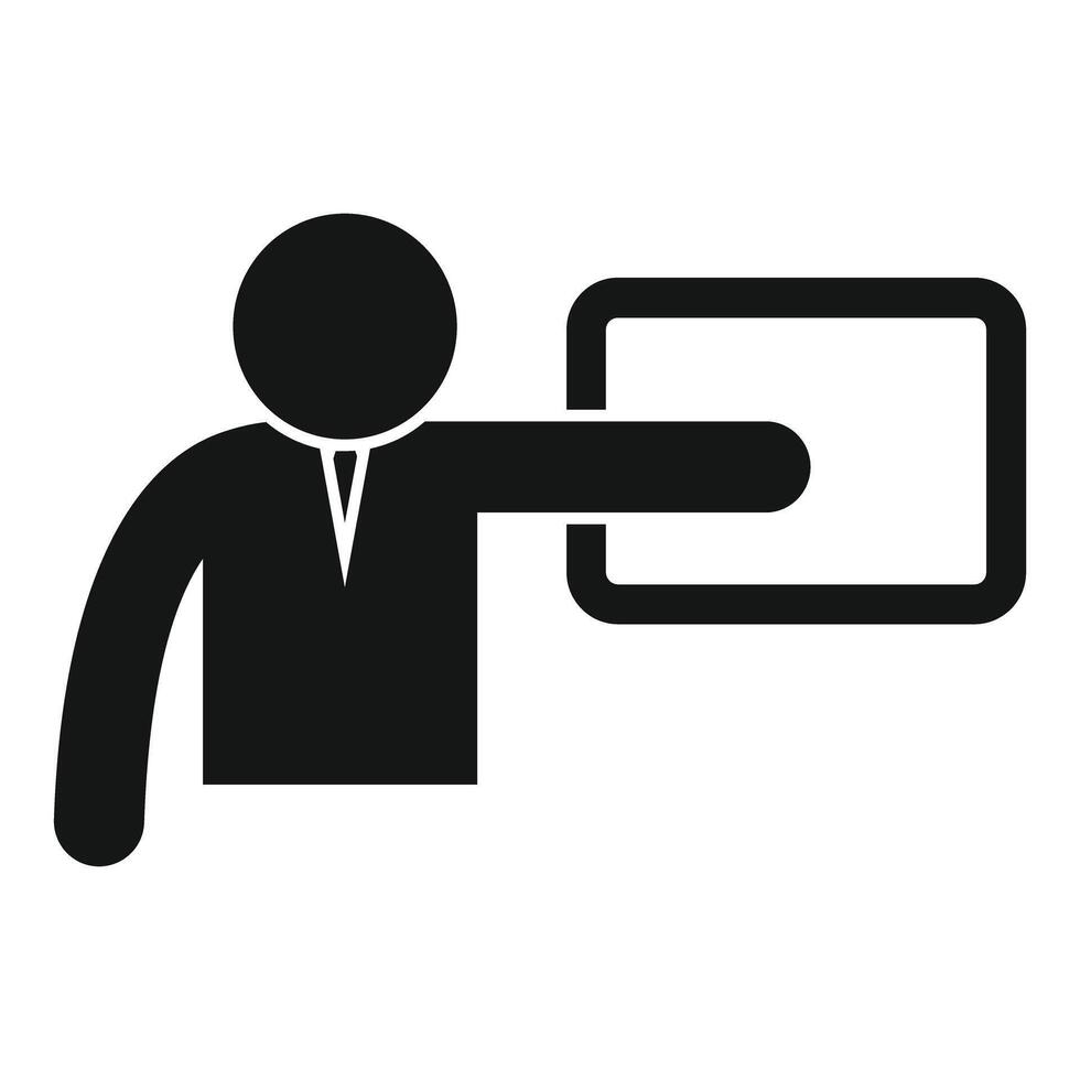Businessman pointing at copy space on a blank sign vector