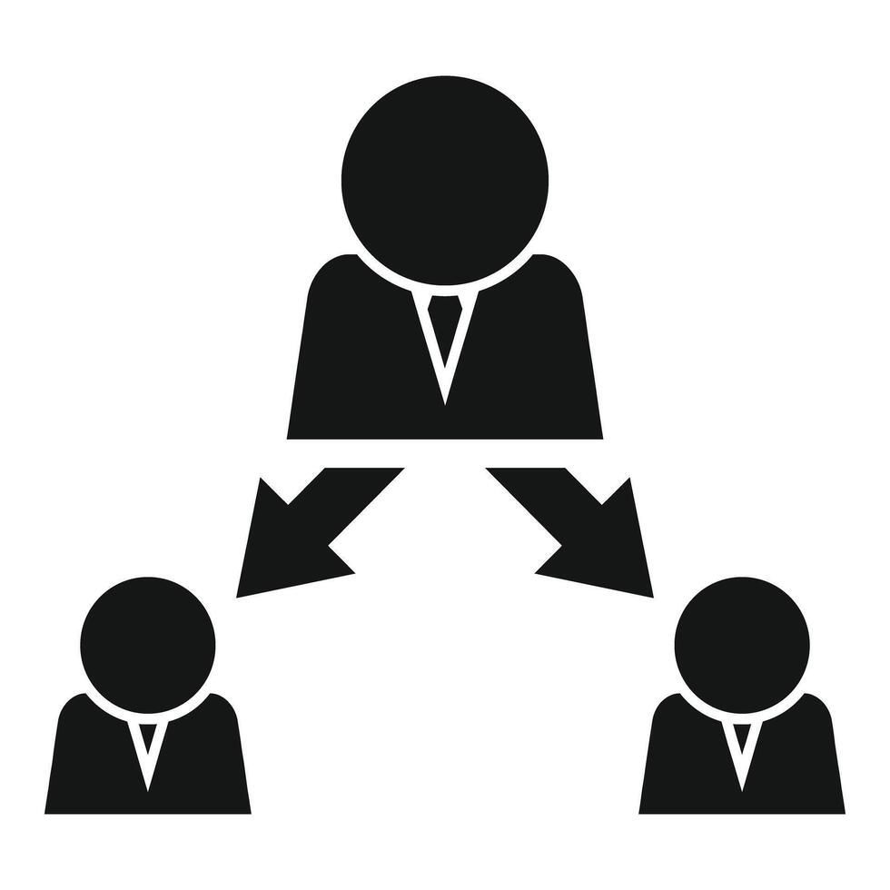 Manager giving instructions to two employees icon vector