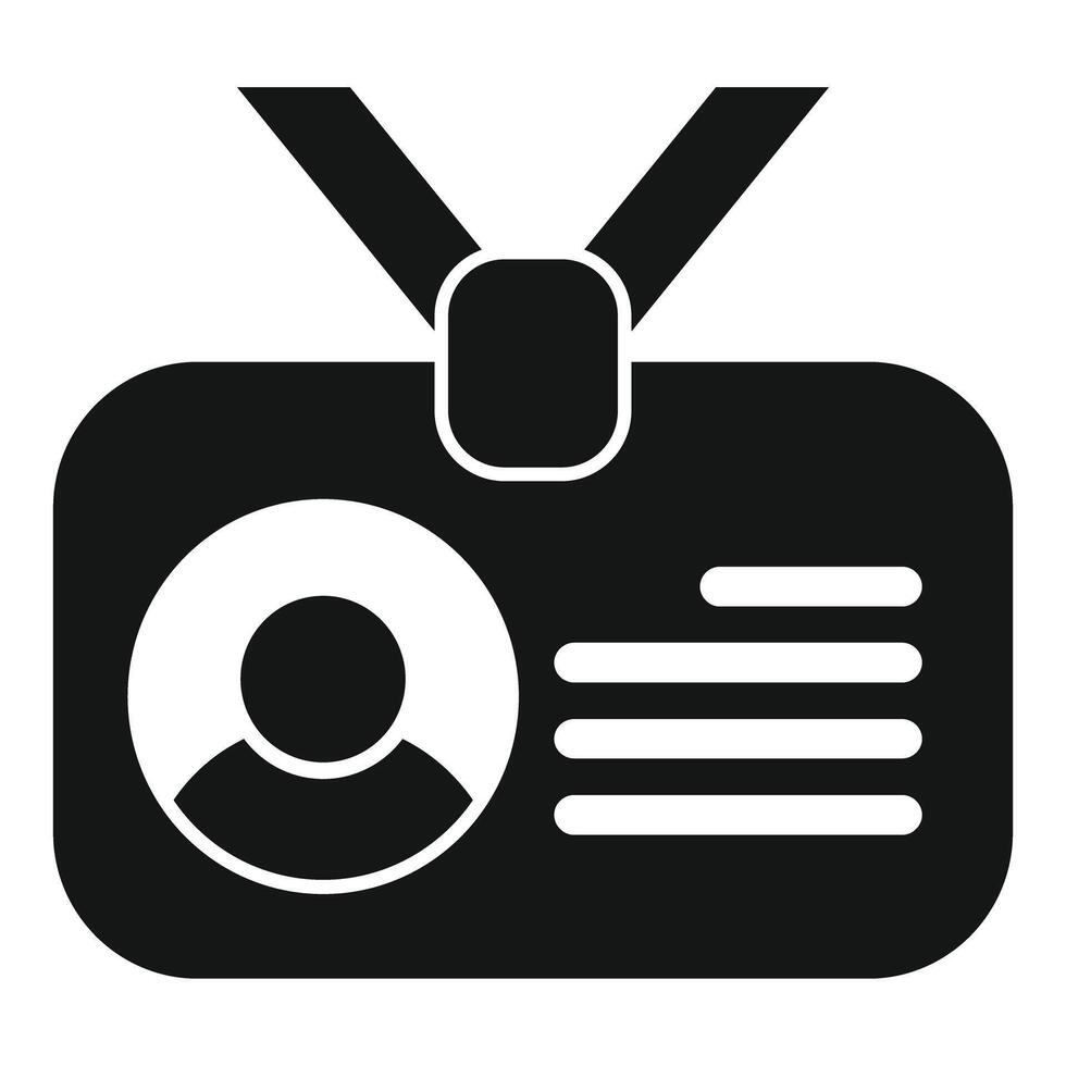 Black id card hanging on lanyard for employee access vector