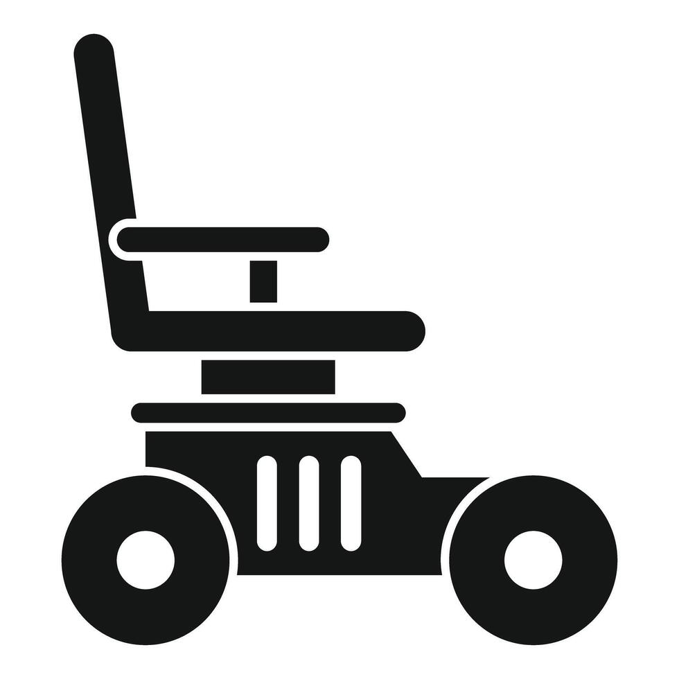 Electric wheelchair assisting mobility impaired person side view simple icon vector