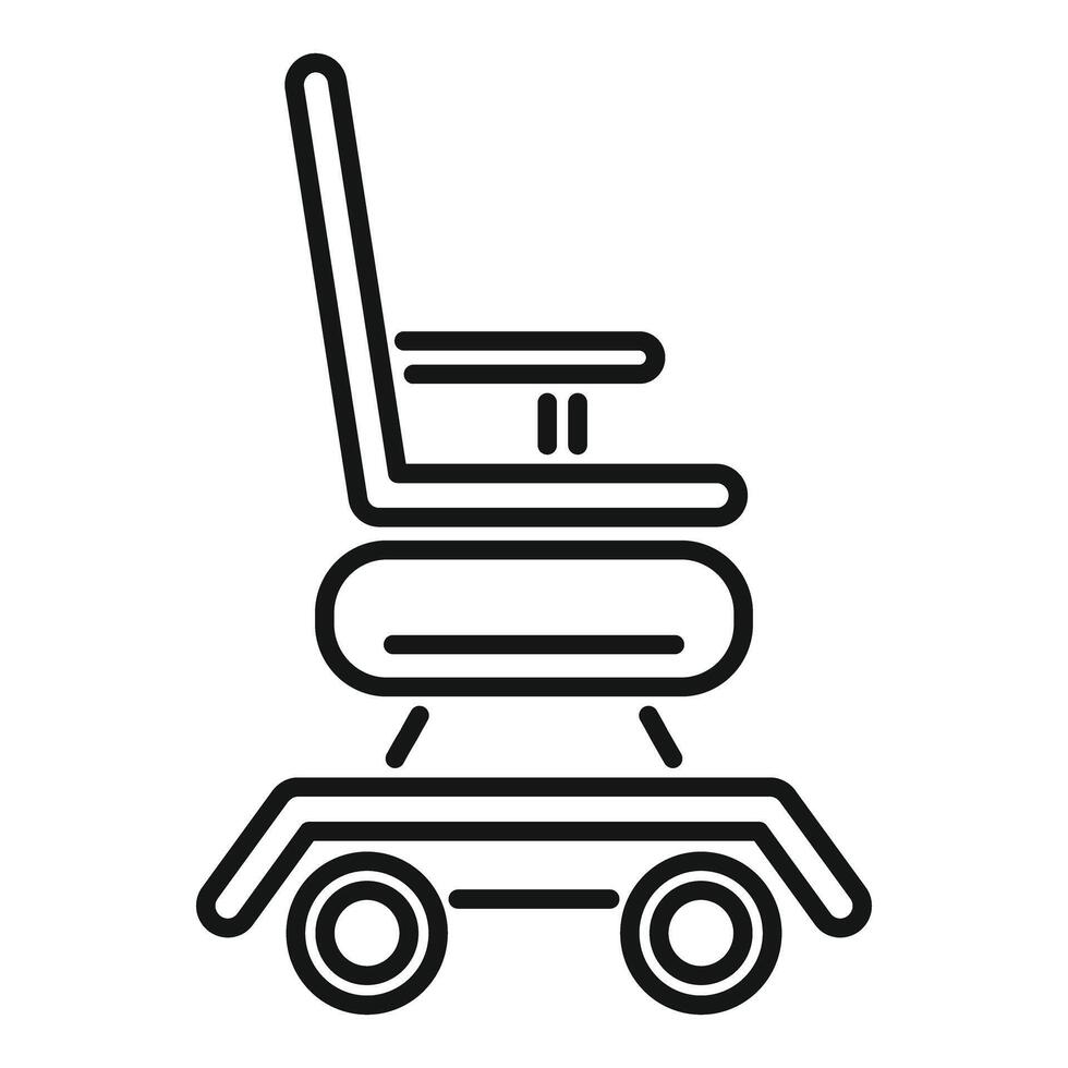 Electric wheelchair side view showing seat and footrest icon vector